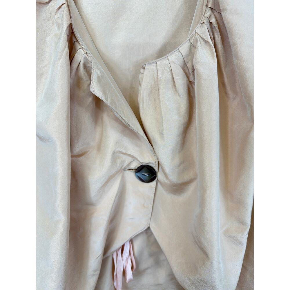 Krista Larson Light Peach One Button Interior Drawstring Rounded Neck Jacket OS - Picture 3 of 6